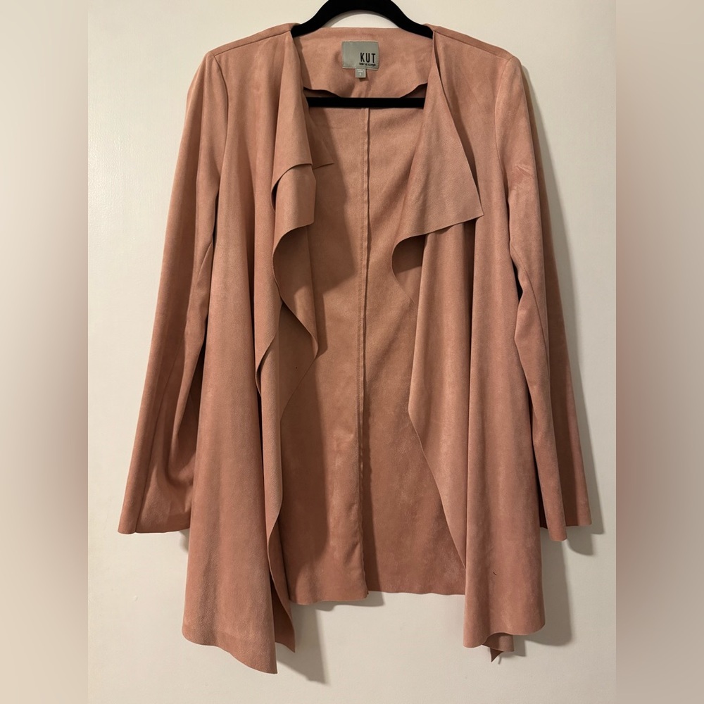 Kut from the Kloth suede feel, pink/blush, blazer/jacket size small